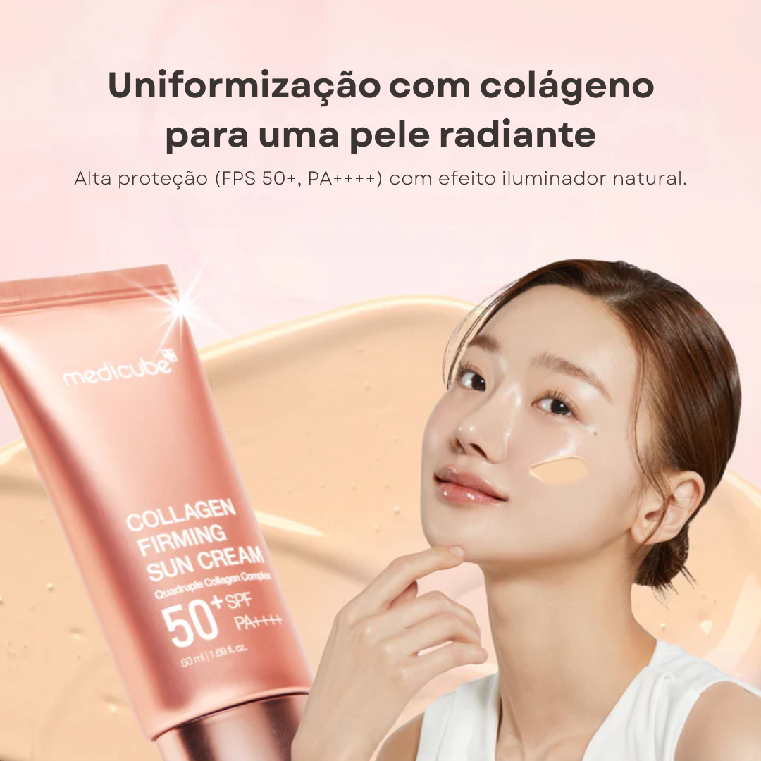 Skincare diurno com proteção solar e colágeno